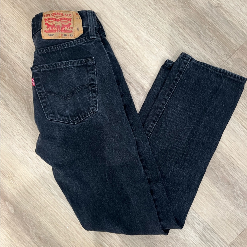Levi’s 501 Women's VINTAGE size 28 Button Fly Jeans Black Wash Straight Leg